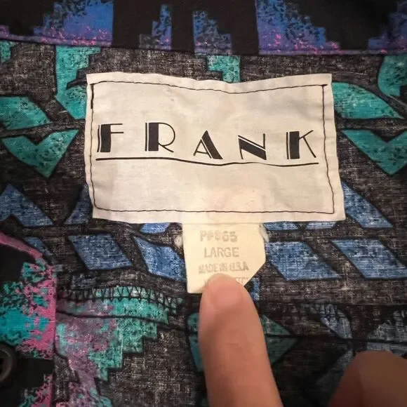 VTG Made USA Cowboy Cut Regular Fit large Tails Bright Colors Western - Picture 4 of 4